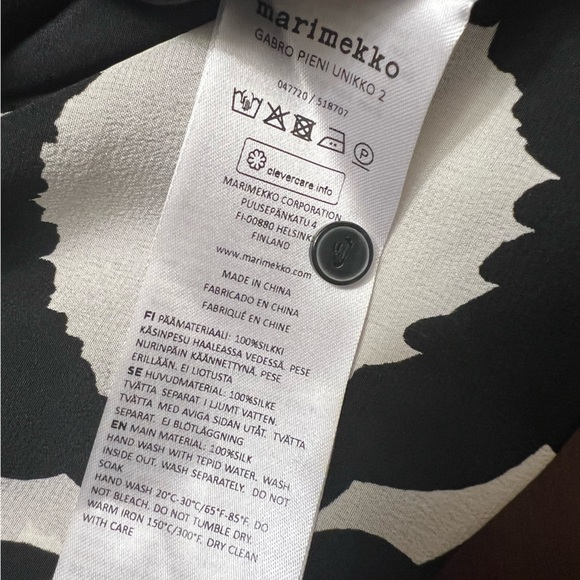 Marimekko GABRO PIENI UNIKKO blouse Long sleeve Black and off white Floral Top - Picture 11 of 13